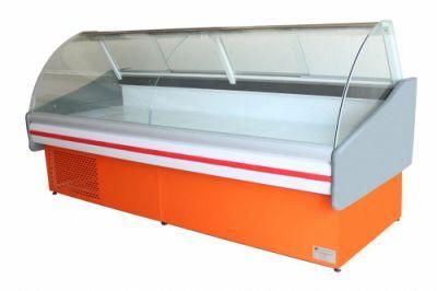 Curved Glass Deli Refrigerator Showcase for Supermarket