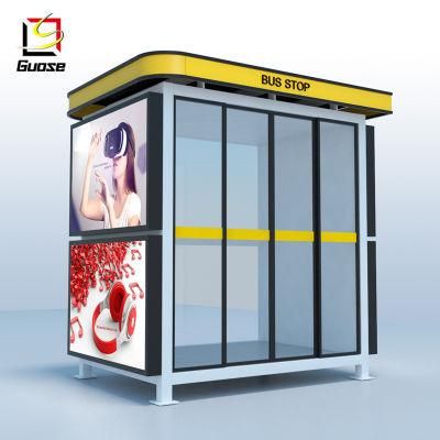 Advertising LED Display Board Glass Wall Passenger Waiting Bus Shelter