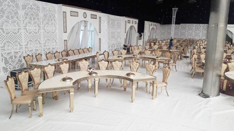 New Design Hotel Gold Color Half Moon Shaped Wedding Table