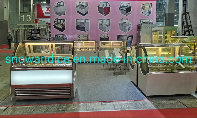 14 Pans Gelato Showcase Ice Lolly Displays Circular Ice Cream Cabinet