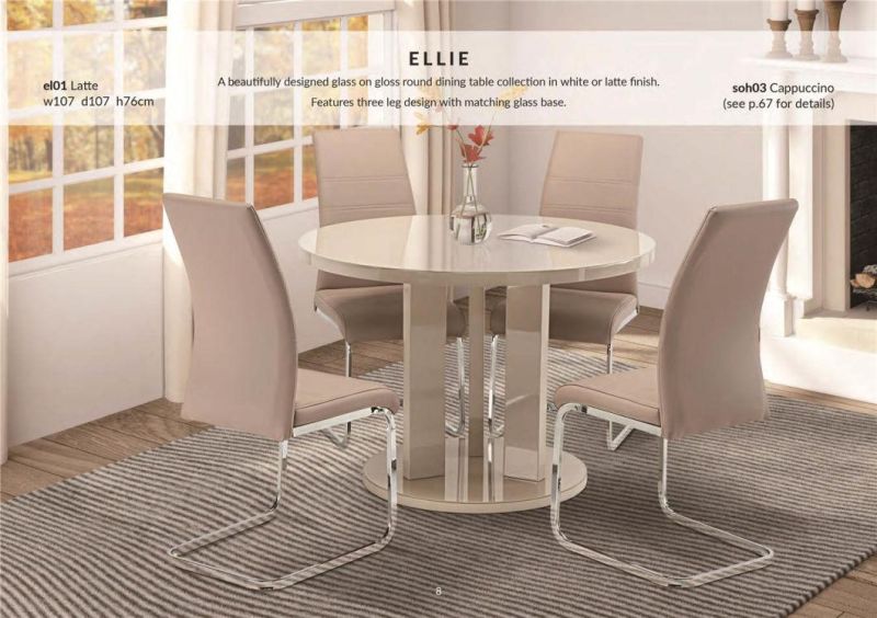 China Supplier European Style Modern Dining Room Set with Chairs Restaurant Table MDF Round Dining Table