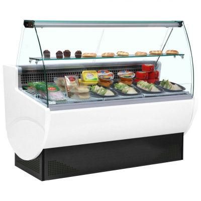 Delicatessen Refrigerated Display Counter with Front Lift-up Curved Glass Door