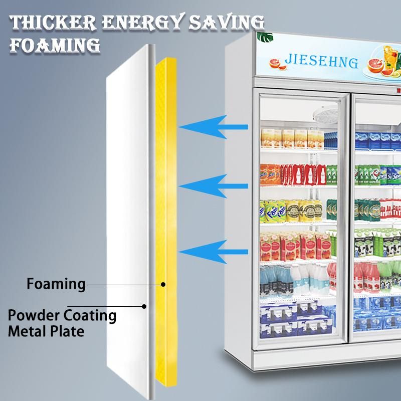 958L Double Glass Door Vertical Soft Drink Showcase Lsc-958fs