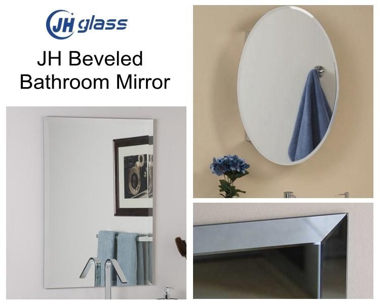 Unframed 1′′ Bevel Edge Rectangular Shape Silver Aluminum Coated Bathroom Wall Hanging Mirror