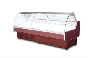 Sliding Door Curved Tempered Glass Service Counter Showcase with Compressor