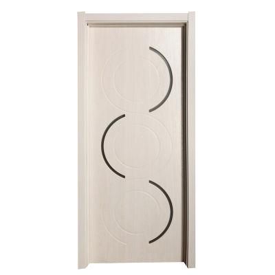 Carved Design MDF PVC Door with Glass White