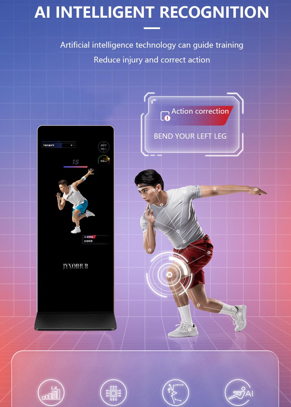 43 Inch Interactive Workout Touch Screen Smart Fitness Gym Display Magic Sensor Floor Kiosk Full Body Makeup Glass Home Smart LED Mirror