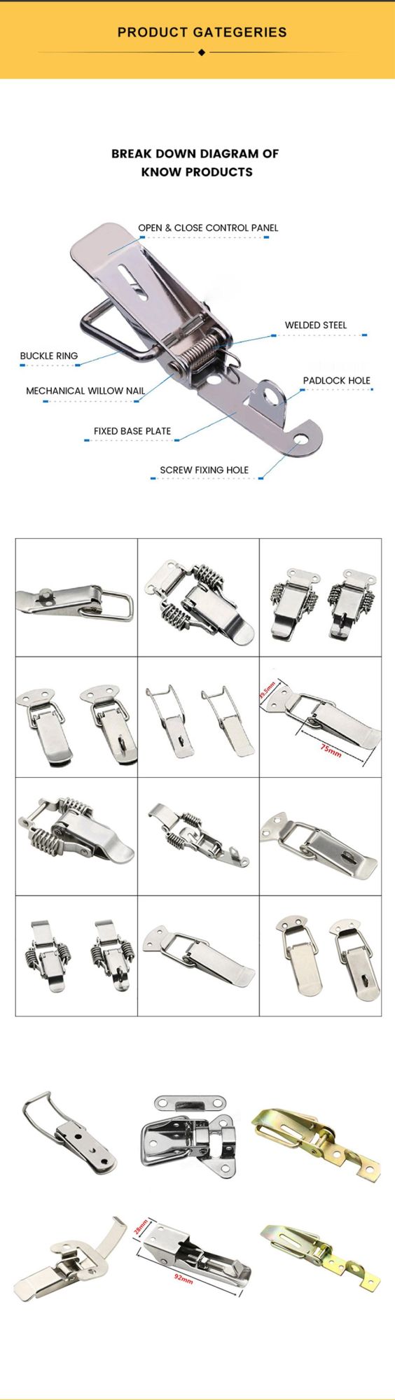 Zinc Plated Trailer Toggle Latch Heavy Duty Draw Latch