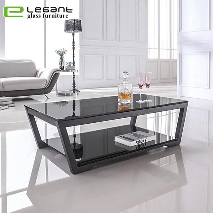 Square Double Sided Black Glass Coffee Table