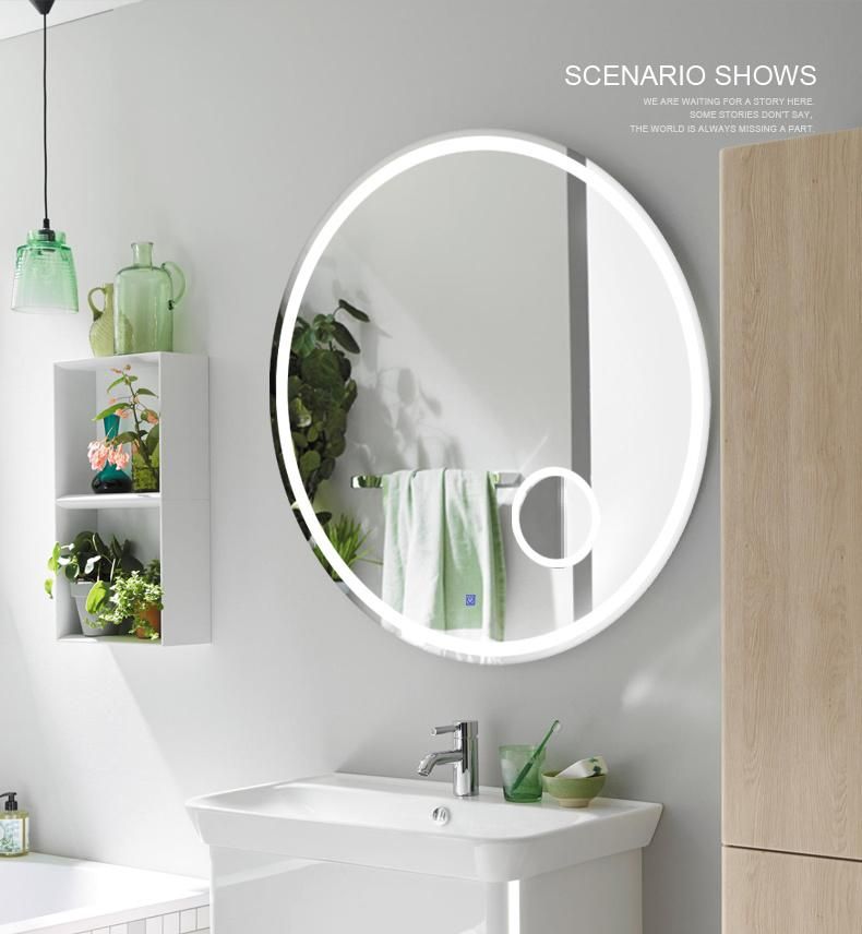 Wall-Mounted LED Bathroom Mirror with 3X Magnifying Mirror
