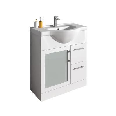 PVC or MDF Material Big Belly Basin White Paint Can Be Customized Frosted Glass Door New Modern Floor-Standing Bathroom Cabinet