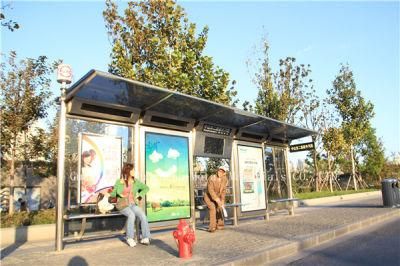 Outdoor Stainless Steel Structure Aluminum Alloy Light Box Bus Shelter