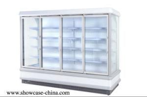 Supermarket Glass Door Multideck Refrigerated Upright Chiller Showcase with Mist Free