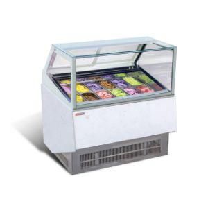 Commercial Curved Glass Door Ice Cream Chest Freezer Showcase
