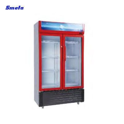 Temperature Display Double Glass Doors Static Cooling Showcase