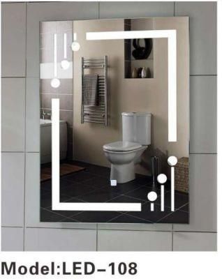 Crystal Frameless Wall Silver Smart LED Glass Bathroom Furniture Mirror