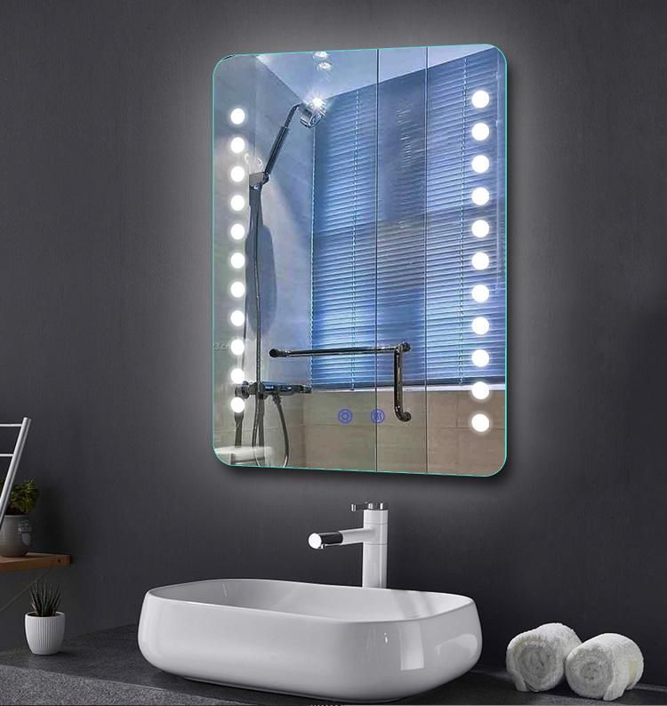 50X70cm Frameless Slim DOT Lighted Wall Mount Bathroom Wall Glass Mirror