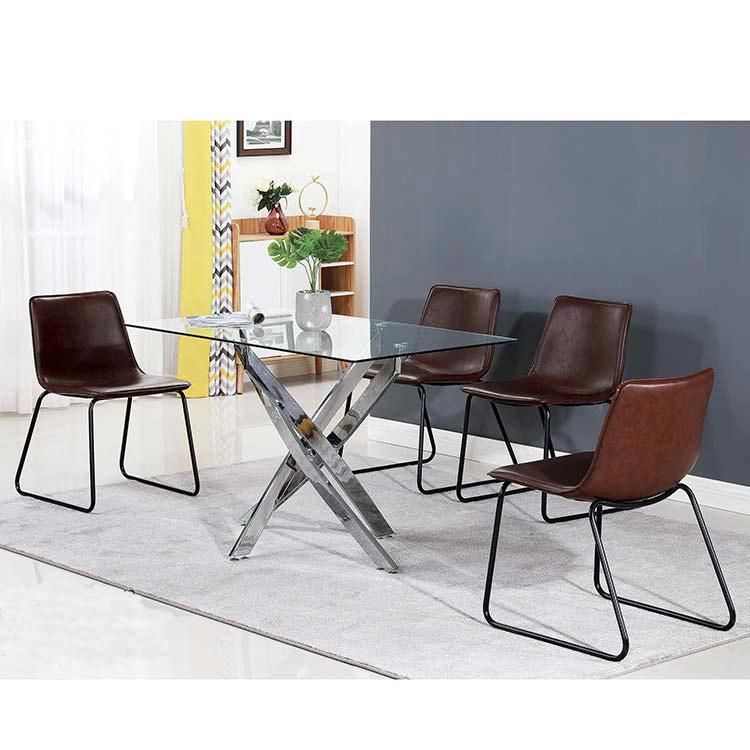 Modern Home Furniture Table Glass Top Dining Table