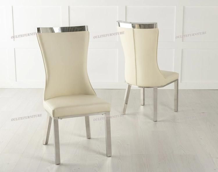 High Back Silver Dining Chair with Glass Dining Table Sets