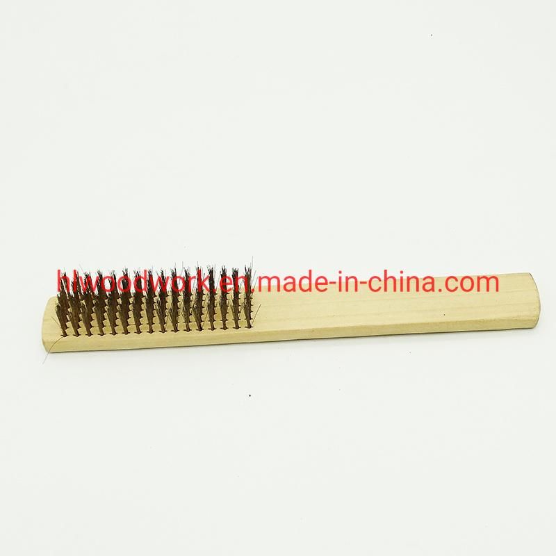 Brass Brush, Soft Brass Bristle Wire Brush, Wire Scratch Brush with Birchwood Handle Cleaning Rust Clean Metal