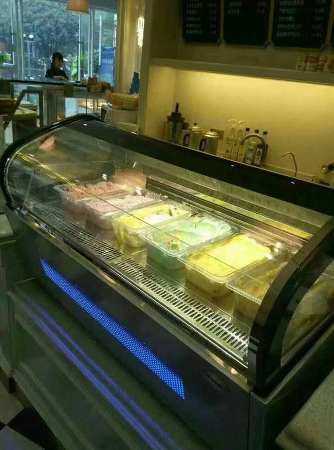 12 Pans Hard Ice Cream Display Cabinet Showcase