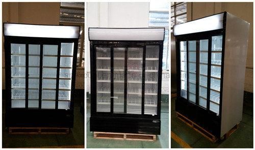 Upright Glass 2 Doors Beverage Refrigerated Display Showcase