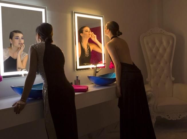 Morden Design Bathroom Sandblast /Frosted LED Smart Mirror with Defogger