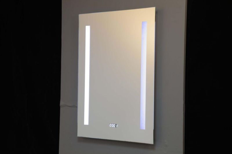 5mm Silver Defogging Dimming LED Bathroom Mirror with Touch Screen Lighting Bluetooth Mic