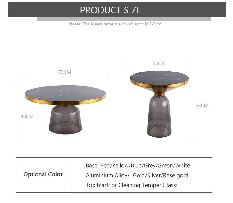Latest Design Glass Round Top Metal Stainless Steel Gold Color Side Living Room Furniture Tempered Gass Base Art Coffee Table