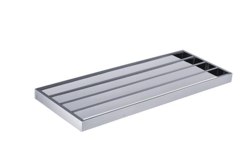 Solid Brass Glass Shelf Bathroom Shower Shelf Shampoo and Shower Gel Holder Polished Chrome
