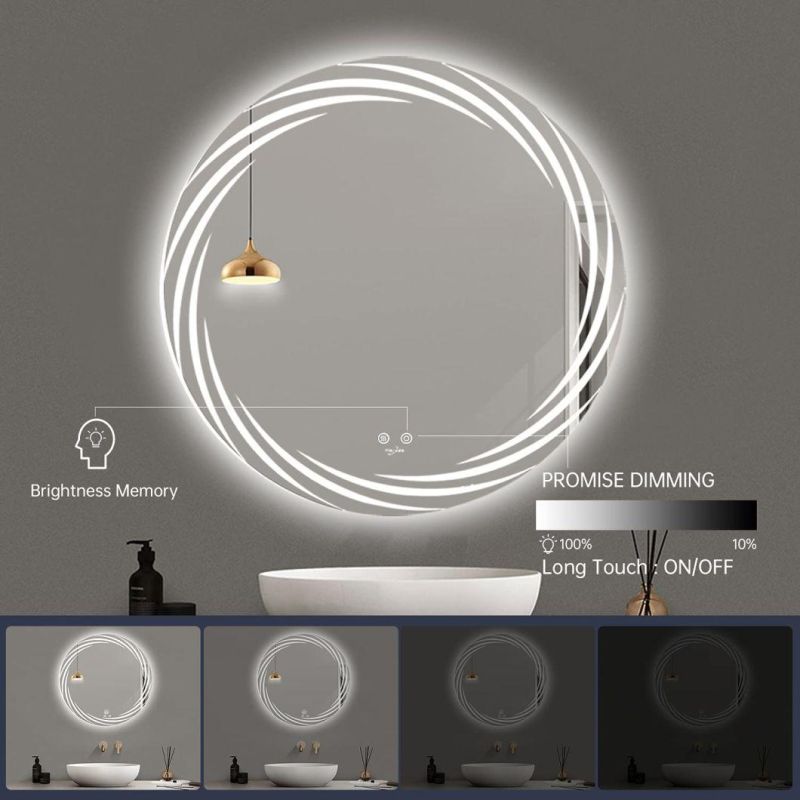 LED Mirror Lamp Bathroom Makeup Mirror Round Shape Intelligent Lighting Decorative