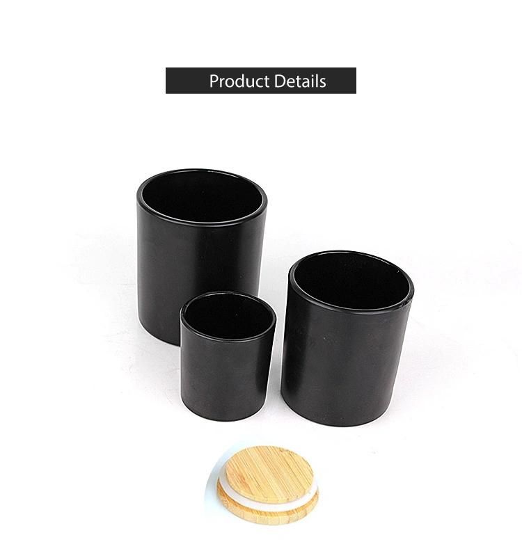 4oz 12oz 18oz Matte Black Round Glass Candle Holder for Scented Candle Making