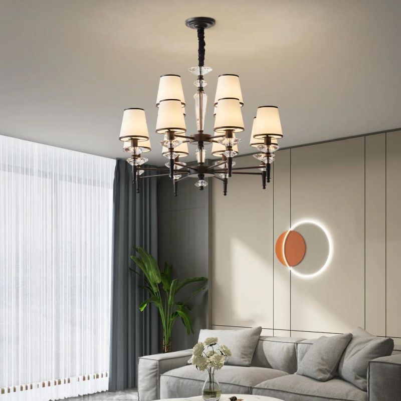 Modern Style for Home Lighting Furniture Decorate Indoor Lights Effect in Dining Room/Bedroom Designer Factory Supply Black Rectangle Glass Chandelier