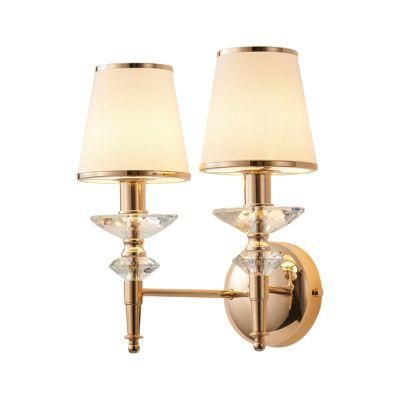 Modern Style for Home Lighting Furniture Decorate Indoor Living Room/Bedroom Design with Gold Lampshade Factory Supply Glass Wall Sconces