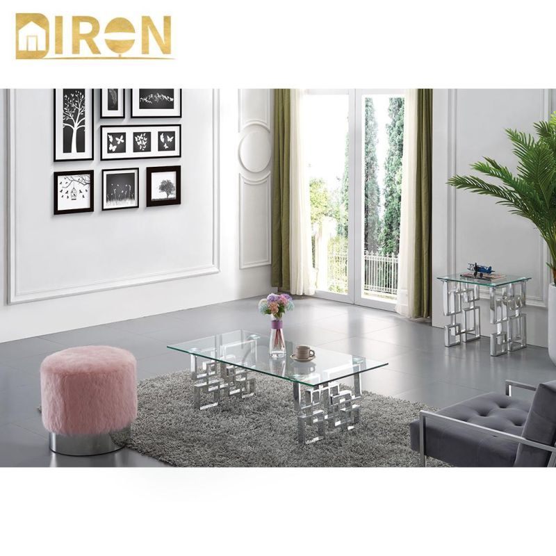 Cheap Price High Quality Coffee Glass Dining Tea Table with 304 Stainless Steel Legs