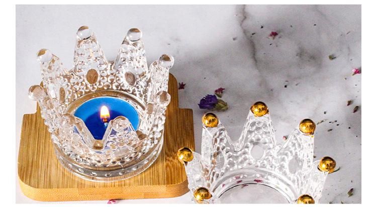 Wholesale Crown Shape Glass Candle Holder for Home Decor