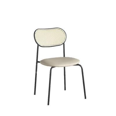 Home Outdoor Garden Restaurant Furniture Rattan Leather Metal Steel Dining Chair for Dining Room