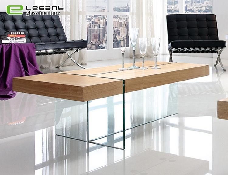 Fashion Triangle Glass Coffee Table with Ashtree Base