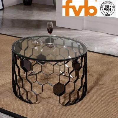 Round Top Living Room Customzied Gass Base Art Coffee Table Furniture