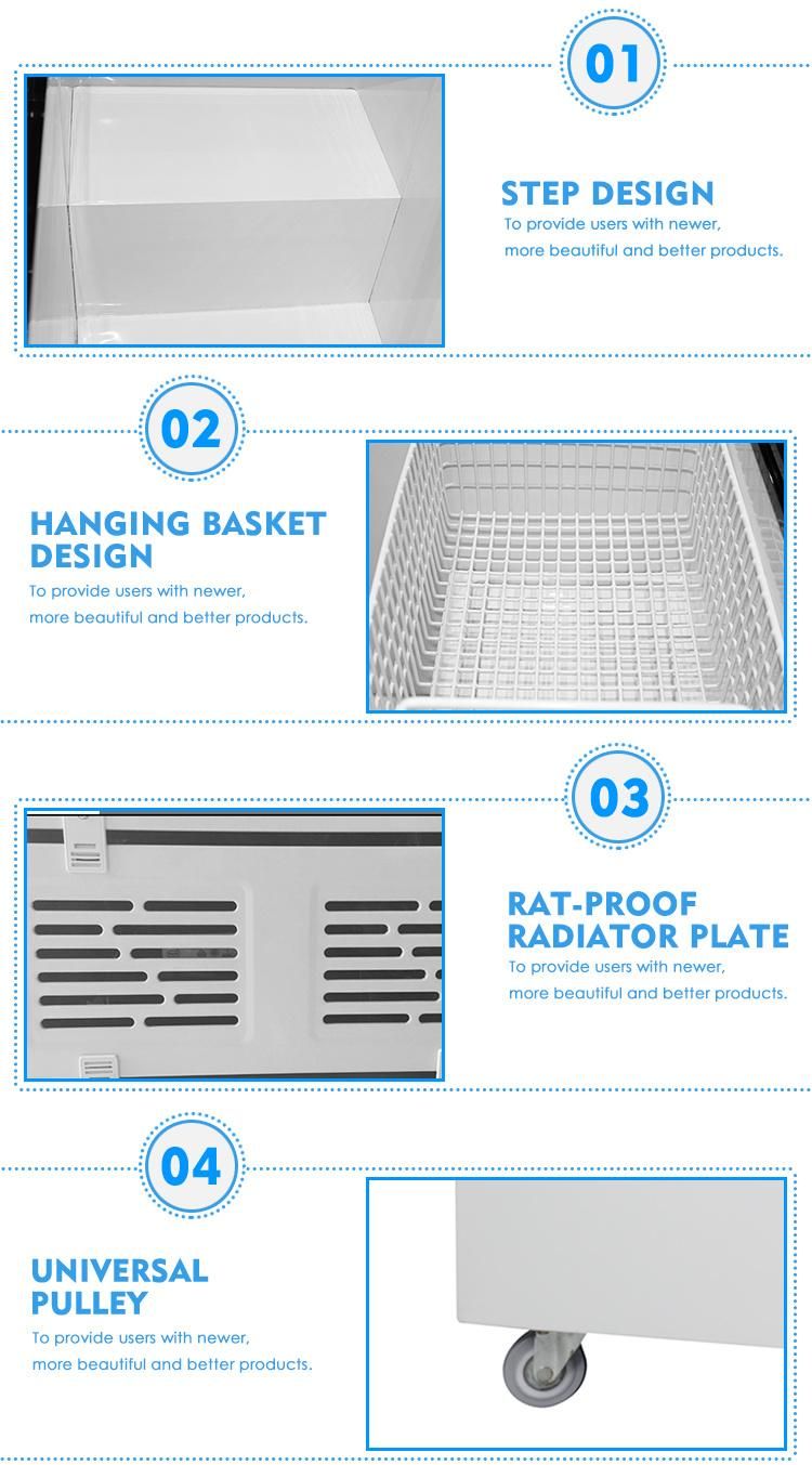 Supermarket Commercial Cabinet Refrigertor Fridge Commercial Mini Fridge Flat Glass Door Chest Freezer Sdsc-108