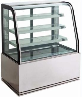 Curve Glass Heat Reflected Transparent Showcase Bakery Cake Bread Floor Standing Vertical Cooler