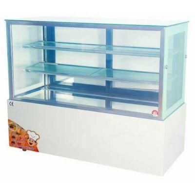 Two Shelves One Base Marble Black Straight Glass Cake Showcase for Sale