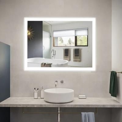 Square Anti Fog LED Illuminated Vanity Shower Mirrors in Bathroom