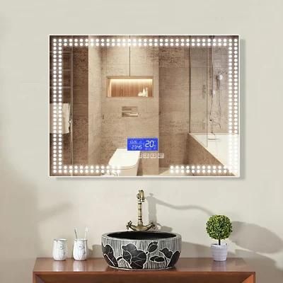 Bluetooth LED Silver Glass Wall Mirror for Home Decor and Bathroom