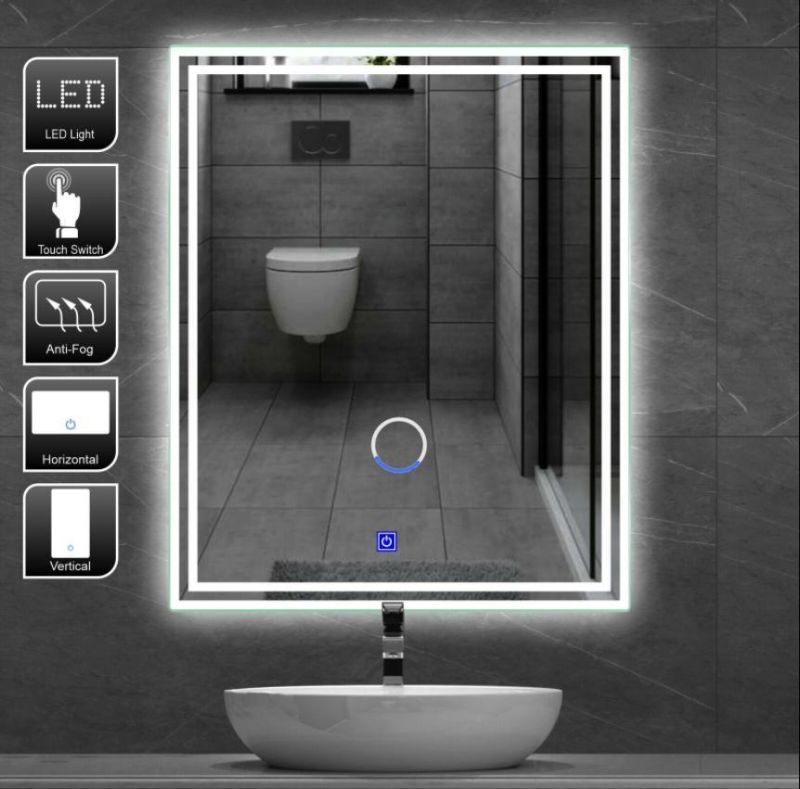 LED Bathroom Mirror Wall-Mounted Vanity Mirror with Anti Fog