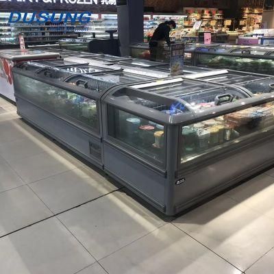 Ice Cream Island Freezer Supermarket Display Showcase