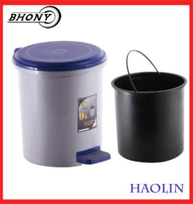 19L/9L Glass Green/Gray Round Pedal Bin