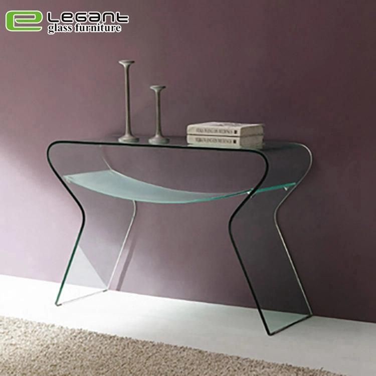 Modern Console Table with Sandblasting Glass Shelf