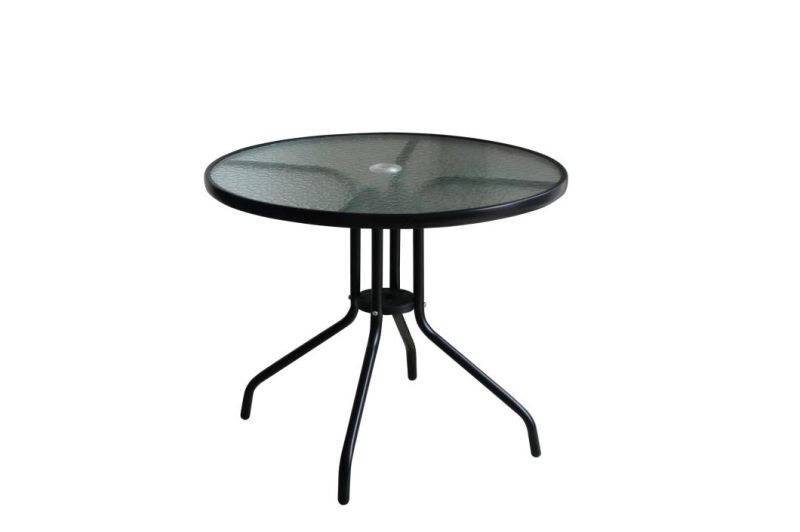 Morden Outdoor Garden Patio Glass Steel Round Coffee Table