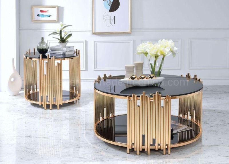 Popular Cheap Price Gold Mirror Glass Top Coffee Center Table